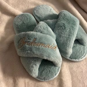 Teal bridesmaid slippers size M